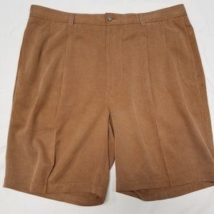 TOMMY BAHAMA Mens Pleated Front Brown Silk Shorts